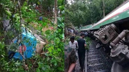 লাউয়াছড়ায় ট্রেনের বগি লাইনচ্যুত, সিলেটের সঙ্গে রেল যোগাযোগ বন্ধ
